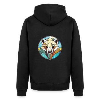 Badger Colorful Watercolor Animal Pet Illustration - Unisex Premium Organic Zip Hoodie - black - Back - Nico (187cm)