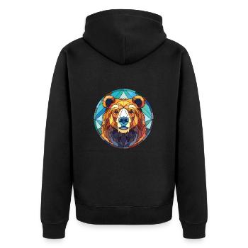 Bär buntes Aquarell Tier Haustier Illustration - Unisex Premium Bio Zip Hoodie - Schwarz - Hinten - Nico (187cm)