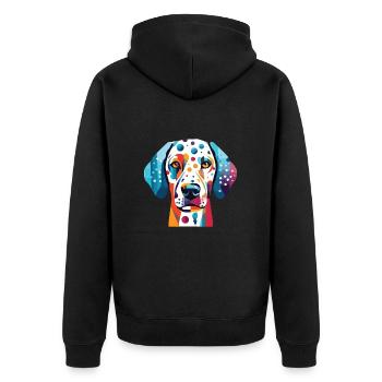 Dalmatiner Hund Buntes Aquarell Tier Karikatur - Unisex Premium Bio Zip Hoodie - Schwarz - Hinten - Nico (187cm)
