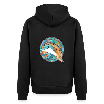 Dolphin Colorful Watercolor Animal Illustration - Unisex Premium Organic Zip Hoodie - black - Back - Nico (187cm)