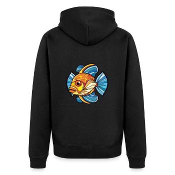 Flunder Fisch Buntes Aquarell Tier Cartoon - Unisex Premium Bio Zip Hoodie - Schwarz - Hinten - Nico (187cm)