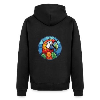 Papagei buntes Aquarell Tier Haustier Illustration - Unisex Premium Bio Zip Hoodie - Schwarz - Hinten - Nico (187cm)
