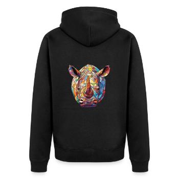 Rhinocéros coloré aquarelle Animal Illustration - Veste à capuche bio Premium Unisexe - noir - Dos - Nico (187cm)
