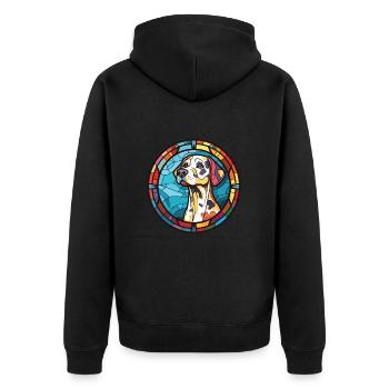 Dalmatiner Hund Buntes Aquarell Tier Karikatur - Unisex Premium Bio Zip Hoodie - Schwarz - Hinten - Nico (187cm)