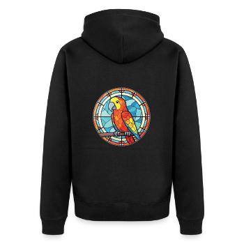 Papagei buntes Aquarell Tier Haustier Illustration - Unisex Premium Bio Zip Hoodie - Schwarz - Hinten - Nico (187cm)
