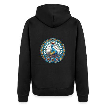 Peacock Colorful Watercolor Animal Illustration - Unisex Premium Organic Zip Hoodie - black - Back - Nico (187cm)