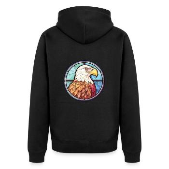 Eagle Colorful Watercolor Animal Pet Illustration - Unisex Premium Organic Zip Hoodie - black - Back - Nico (187cm)