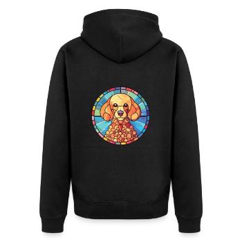 Pudel Hund Buntes Aquarell Tier Illustration - Unisex Premium Bio Zip Hoodie - Schwarz - Hinten - Nico (187cm)