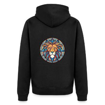 Lion Colorful Watercolor Animal Pet Illustration - Unisex Premium Organic Zip Hoodie - black - Back - Nico (187cm)