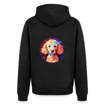 Pudel Hund Buntes Aquarell Tier Illustration - Unisex Premium Bio Zip Hoodie - Schwarz - Hinten - Nico (187cm)