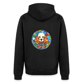 Pudel Hund Buntes Aquarell Tier Illustration - Unisex Premium Bio Zip Hoodie - Schwarz - Hinten - Nico (187cm)