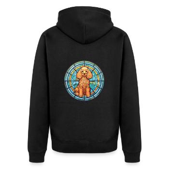 Caniche Chien Aquarelle Colorée Animal Illustration - Veste à capuche bio Premium Unisexe - noir - Dos - Nico (187cm)