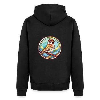 Sparrow Colorful Watercolor Animal Illustration - Unisex Premium Organic Zip Hoodie - black - Back - Nico (187cm)