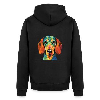 Alpine Dachsbracke Dog Breed Colorful Watercolor - Unisex Premium Organic Zip Hoodie - black - Back - Nico (187cm)