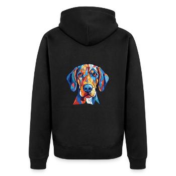 American Blue Gascogne Hund Rasse Aquarell - Unisex Premium Bio Zip Hoodie - Schwarz - Hinten - Nico (187cm)