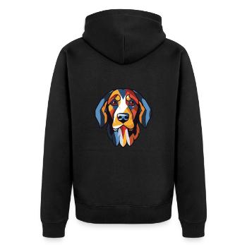 Österreichisches Brandlbracke Hunderasse Aquarellglas - Unisex Premium Bio Zip Hoodie - Schwarz - Hinten - Nico (187cm)