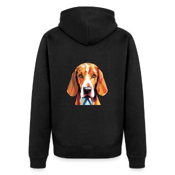 American Foxhound Hunderasse buntes Aquarell - Unisex Premium Bio Zip Hoodie - Schwarz - Hinten - Nico (187cm)
