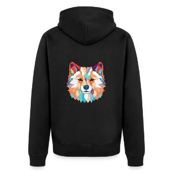 American Eskimo Dog Breed Watercolor Illustration - Unisex Premium Organic Zip Hoodie - black - Back - Nico (187cm)