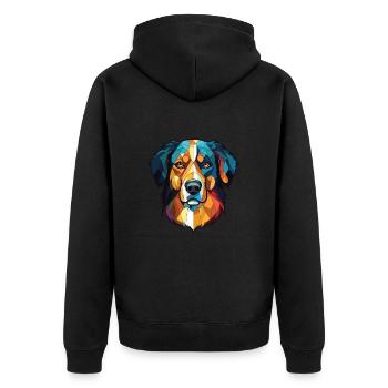 Illustration aquarelle de race de chien de berger basque - Veste à capuche bio Premium Unisexe - noir - Dos - Nico (187cm)