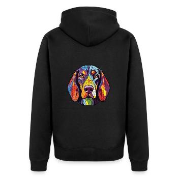 Bluetick Coonhound Dog Breed Colorful Watercolor - Unisex Premium Organic Zip Hoodie - black - Back - Nico (187cm)