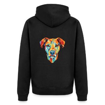 Border Colli Hunderasse Aquarell Illustration - Unisex Premium Bio Zip Hoodie - Schwarz - Hinten - Nico (187cm)