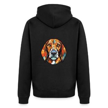 Bosnischer rauer Jagdhund Hunderasse Aquarell - Unisex Premium Bio Zip Hoodie - Schwarz - Hinten - Nico (187cm)