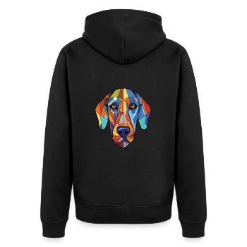 Braque Saint Germain Hunderasse Buntes Aquarell - Unisex Premium Bio Zip Hoodie - Schwarz - Hinten - Nico (187cm)
