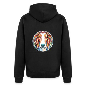 Borzoi Dog Breed Colorful Watercolor Illustration - Unisex Premium Organic Zip Hoodie - black - Back - Nico (187cm)
