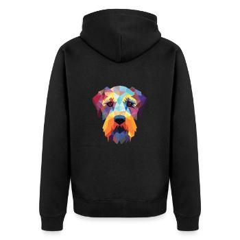 Cesky Terrier Hunderasse Aquarell Illustration - Unisex Premium Bio Zip Hoodie - Schwarz - Hinten - Nico (187cm)
