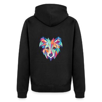 Chinesische Schopfhunderasse Aquarell-Illustration - Unisex Premium Bio Zip Hoodie - Schwarz - Hinten - Nico (187cm)