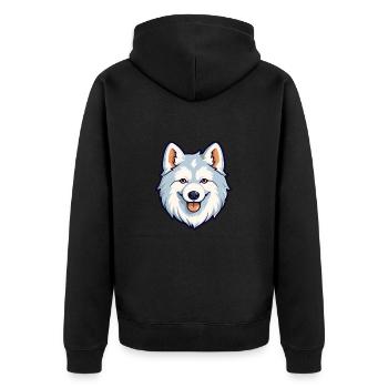 Nordique Spitz chien race Cartoon Kawaii Illustration - Veste à capuche bio Premium Unisexe - noir - Dos - Nico (187cm)