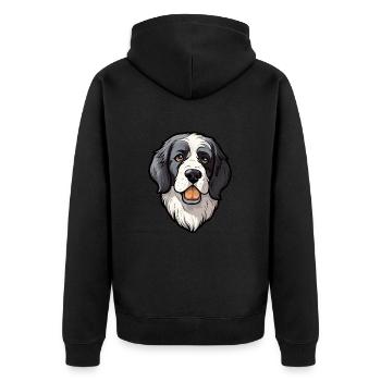 Landseer chien race dessin animé Kawaii Illustration - Veste à capuche bio Premium Unisexe - noir - Dos - Nico (187cm)