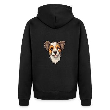 Koolie chien race dessin animé Kawaii Illustration - Veste à capuche bio Premium Unisexe - noir - Dos - Nico (187cm)