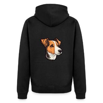Jack Russell Terrier Hunderasse Cartoon Kawaii Illu - Unisex Premium Bio Zip Hoodie - Schwarz - Hinten - Nico (187cm)