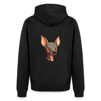 Inka Haarlose Hunderasse Cartoon Kawaii Illustratio - Unisex Premium Bio Zip Hoodie - Schwarz - Hinten - Nico (187cm)