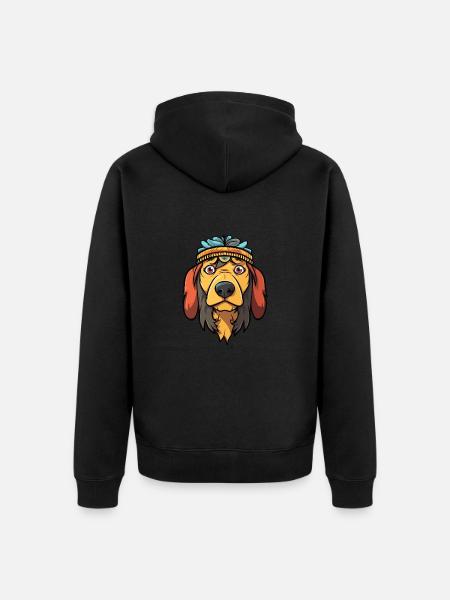 Indische Pariah-Hunderasse Karikatur Kawaii Illustration - Unisex Premium Bio Zip Hoodie - Schwarz