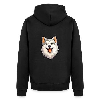 Hokkaido Hunderasse Cartoon Kawaii Illustration - Unisex Premium Bio Zip Hoodie - Schwarz - Hinten - Nico (187cm)