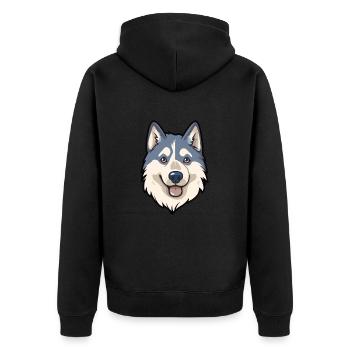 Husky-Hunderassen-Karikatur Kawaii-Illustration - Unisex Premium Bio Zip Hoodie - Schwarz - Hinten - Nico (187cm)