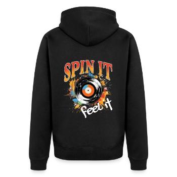 Vinyl Schallplatte Platte LP Plattenspieler Retro - Unisex Premium Bio Zip Hoodie - Schwarz - Hinten - Nico (187cm)