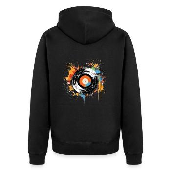 Vinyl Schallplatte Platte LP Plattenspieler Retro - Unisex Premium Bio Zip Hoodie - Schwarz - Hinten - Nico (187cm)