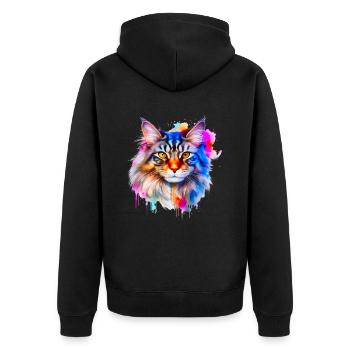 Maine Coon Cat - Unisex Premium Organic Zip Hoodie - black - Back - Nico (187cm)