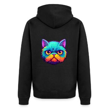 Exotic Shorthair Cat Watercolor Cartoon Kawaii - Unisex Premium Organic Zip Hoodie - black - Back - Nico (187cm)
