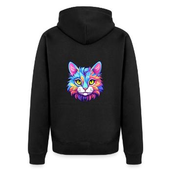 Kurilian Bobtail Katze Aquarell Cartoon Kawaii - Unisex Premium Bio Zip Hoodie - Schwarz - Hinten - Nico (187cm)