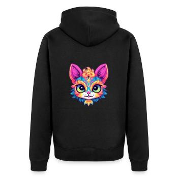 Singapura Cat Breed Aquarelle Dessin Animé Kawaii Pet - Veste à capuche bio Premium Unisexe - noir - Dos - Nico (187cm)