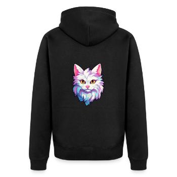 Turkish Angora Cat Breed Watercolor Cartoon Kawaii - Unisex Premium Organic Zip Hoodie - black - Back - Nico (187cm)