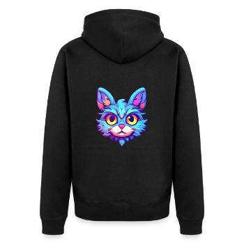 Manx Cat Breed Aquarelle Dessin Animé Kawaii Pet - Veste à capuche bio Premium Unisexe - noir - Dos - Nico (187cm)