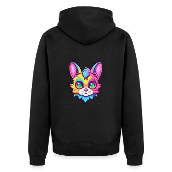 Birma Heilige Katze Rasse Aquarell Karikatur Kawaii - Unisex Premium Bio Zip Hoodie - Schwarz - Hinten - Nico (187cm)