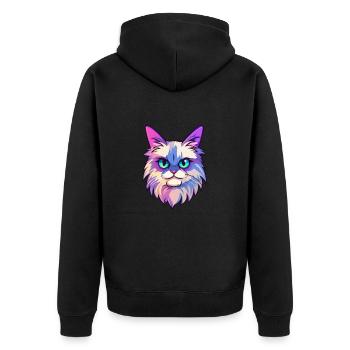 Bengal Katze Rasse Aquarell Karikatur Kawaii Haustier - Unisex Premium Bio Zip Hoodie - Schwarz - Hinten - Nico (187cm)