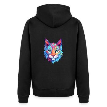 Eurasische Luchskatze Rasse Aquarell Karikatur Kawaii - Unisex Premium Bio Zip Hoodie - Schwarz - Hinten - Nico (187cm)