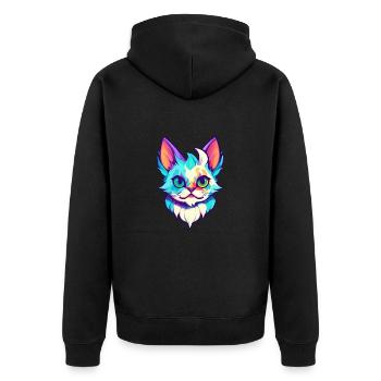 Australische gefleckte Nebelkatze Bunte Karikatur Kawai - Unisex Premium Bio Zip Hoodie - Schwarz - Hinten - Nico (187cm)